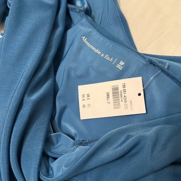 Abercrombie & Fitch Blue Off The Shoulder Ruched Cocktail Dress - Picture 3 of 4